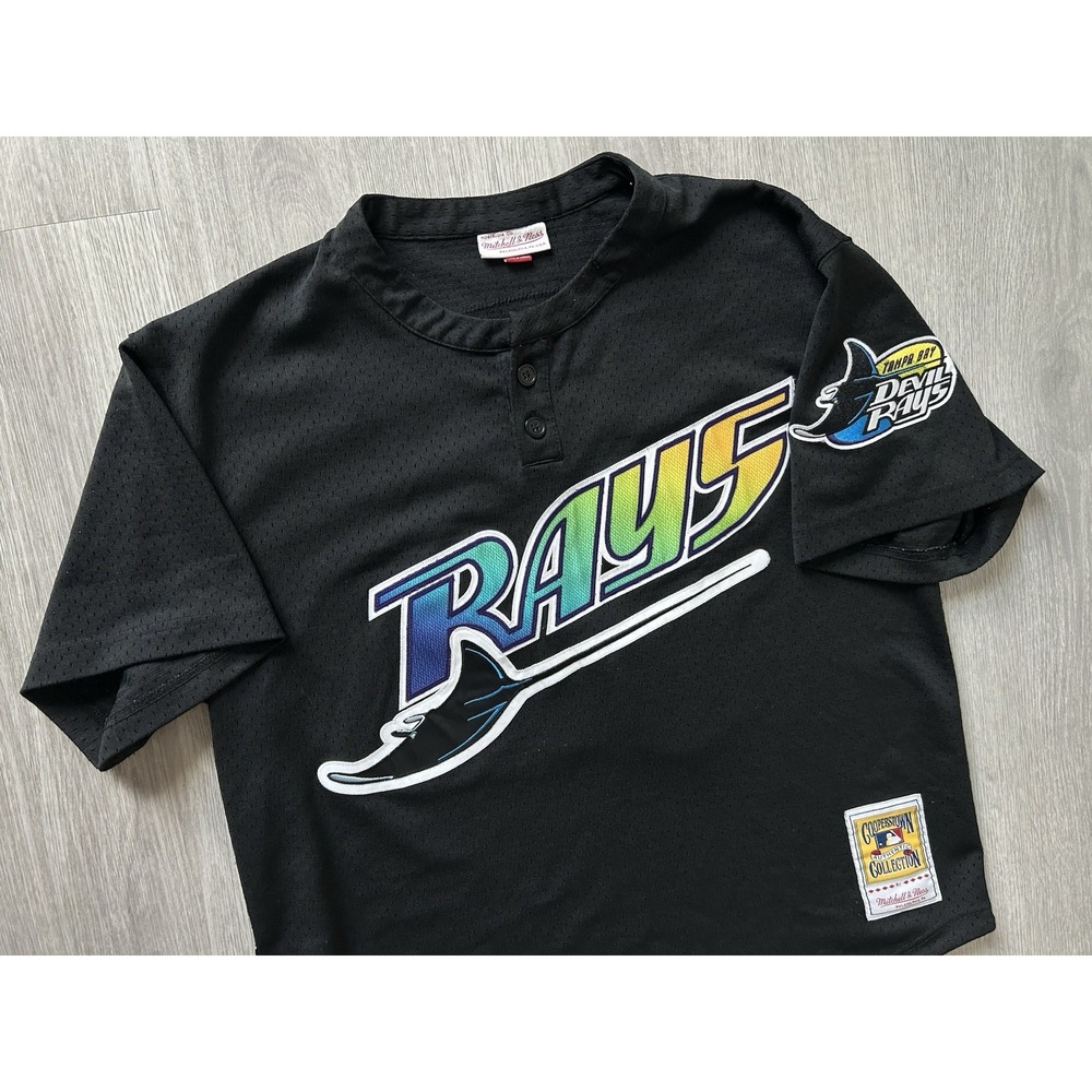 Mitchell Ness Tampa Bay Devil Rays Wade Boggs 12 BP Pullover Jersey Mens Large